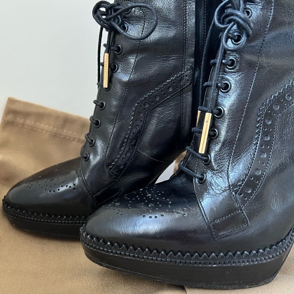 Burberry Brogue Manners 100 Platform Ankle Boots / Booties Size 38 - Picture 3 of 13